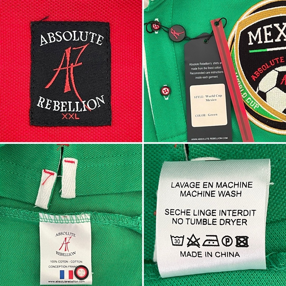 Absolute Rebellion Polo Word Cup Brasil 2014 Mexico Short Sleeve Stretch - Picture 16 of 16